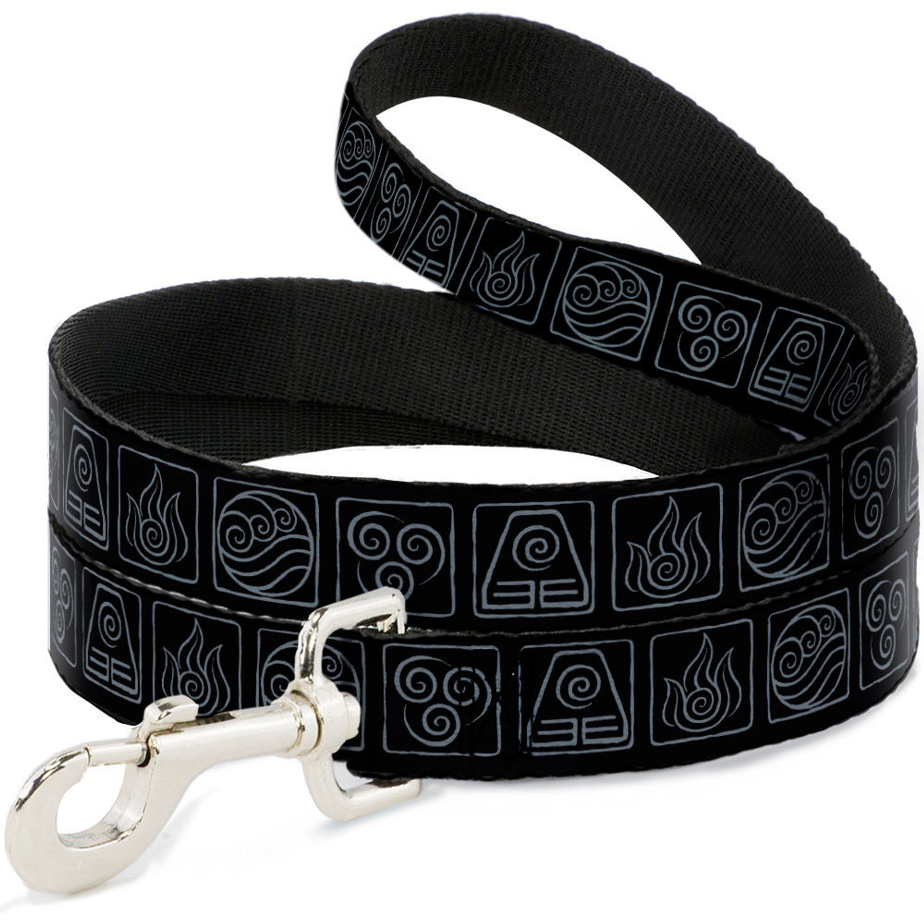 Buckle-Down Avatar the Last Airbender Elements Icons Polyester Dog Leash, Black, 4-ft long, 1-in wide