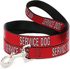 Buckle-Down Service Dog Polyester Dog Leash, Red, 4-ft long, 1-in wide