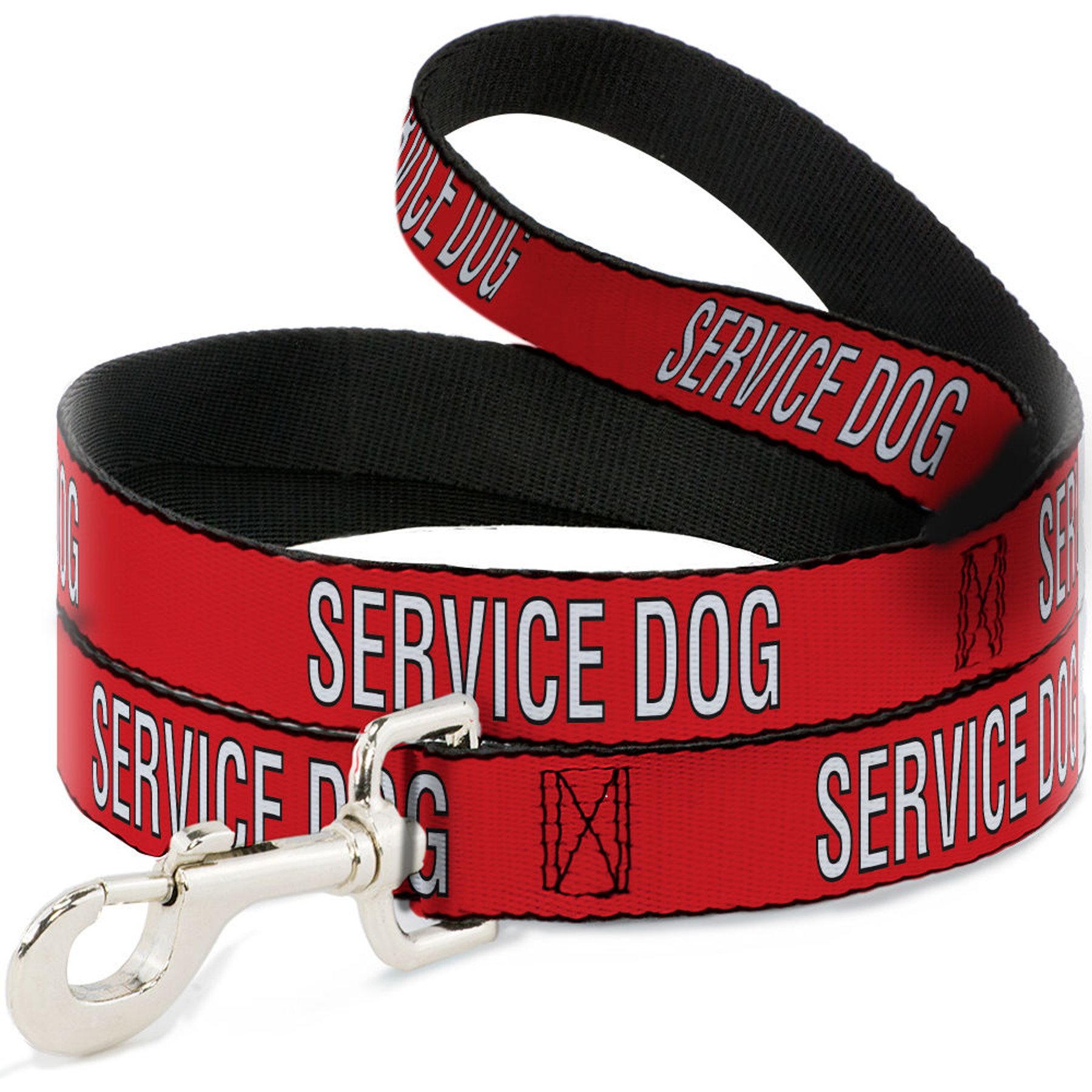 Buckle-Down Service Dog Polyester Dog Leash, Red, 4-ft long, 1-in wide
