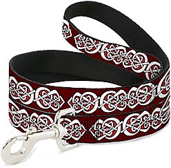 Buckle-Down Celtic Knot Polyester Dog Leash, Red, 6-ft long, 1-in wide