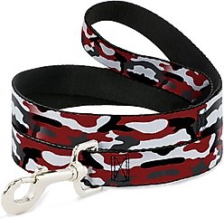 Buckle-Down Camo Polyester Dog Leash, Red, 6-ft long, 1-in wide