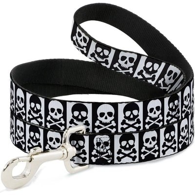 Buckle-Down Buckle-Down Skull Cross Bones Blocks Polyester Dog Leash, 4-ft long, 1-in wide