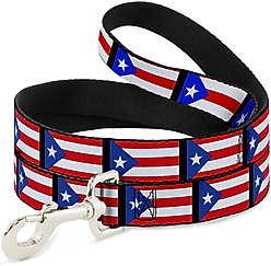 Buckle-Down Puerto Rico Flag Repeat Polyester Dog Leash, 6-ft long, 1-in wide