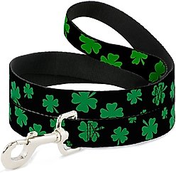 Buckle-Down St. Pats Clovers Scattered Polyester Dog Leash, Green, 6-ft long, 1-in wide
