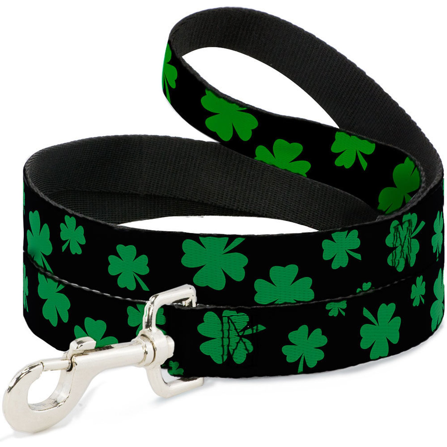 Buckle-Down St. Pats Clovers Scattered Polyester Dog Leash, Green, 6-ft long, 1-in wide