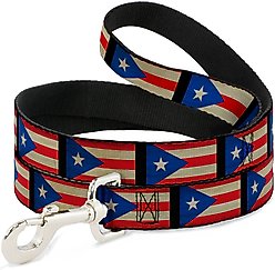 Buckle-Down Puerto Rico Flag Weathered Polyester Dog Leash, 6-ft long, 1-in wide