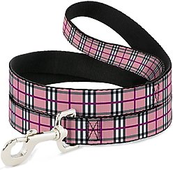 Buckle-Down Plaid Pink Polyester Dog Leash, 4-ft long, 1-in wide