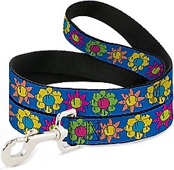 Buckle-Down Funky Flower Drip Polyester Dog Leash, 4-ft long, 1-in wide