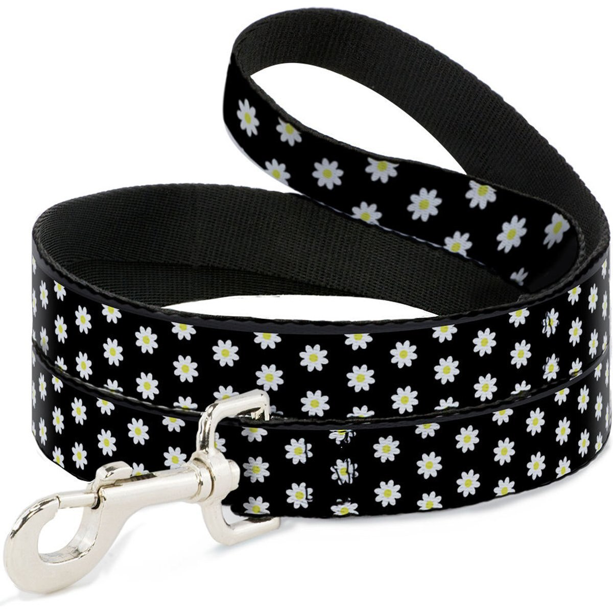 Buckle-Down Daisies Scattered Polyester Dog Leash, White, 6-ft long, 1-in wide