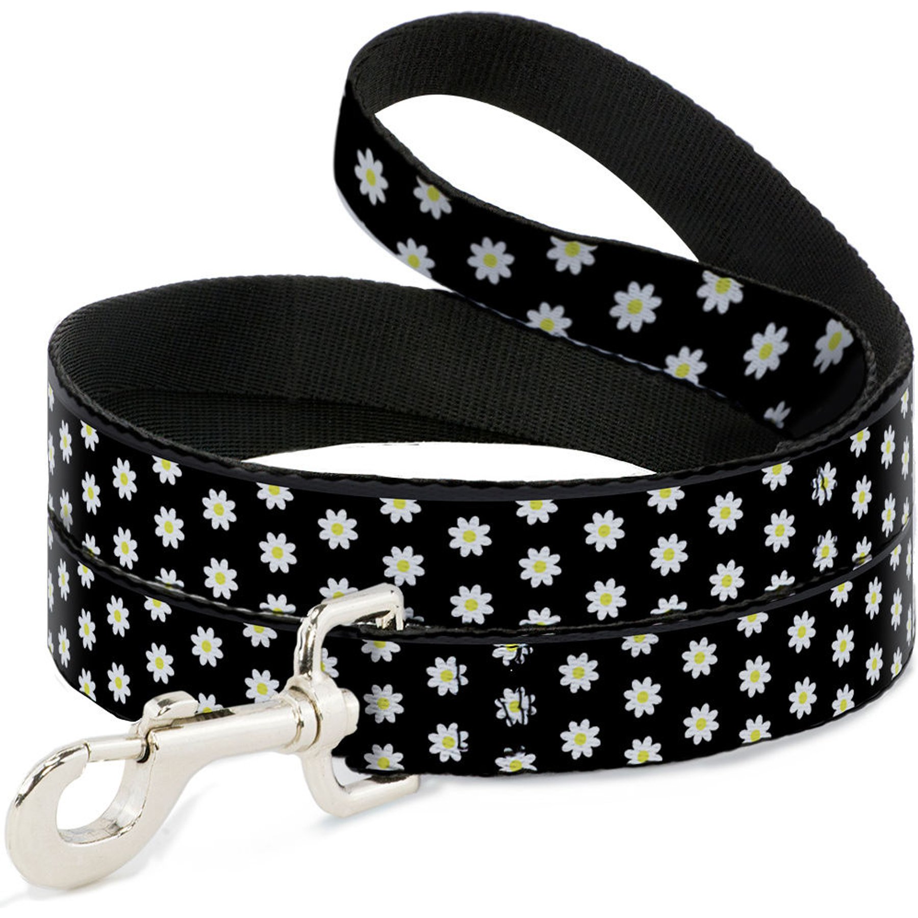 Buckle-Down Daisies Scattered Polyester Dog Leash, White, 6-ft long, 1-in wide