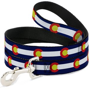 BUCKLE-DOWN Colorado Flag Polyester Dog Leash, Blue, 4-ft long,