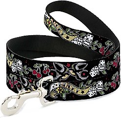 Buckle-Down Lucky Polyester Dog Leash, Black, 6-ft long, 1-in wide