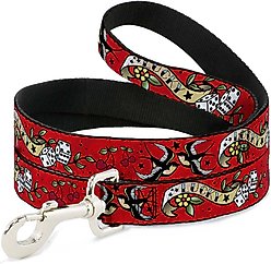 Buckle-Down Lucky Polyester Dog Leash, Red, 6-ft long, 1-in wide