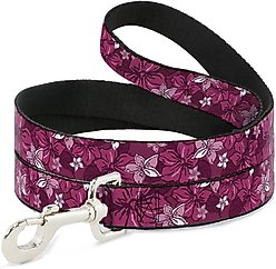 Buckle-Down Hibiscus Collage Pink Shades Polyester Dog Leash, 6-ft long, 1-in wide