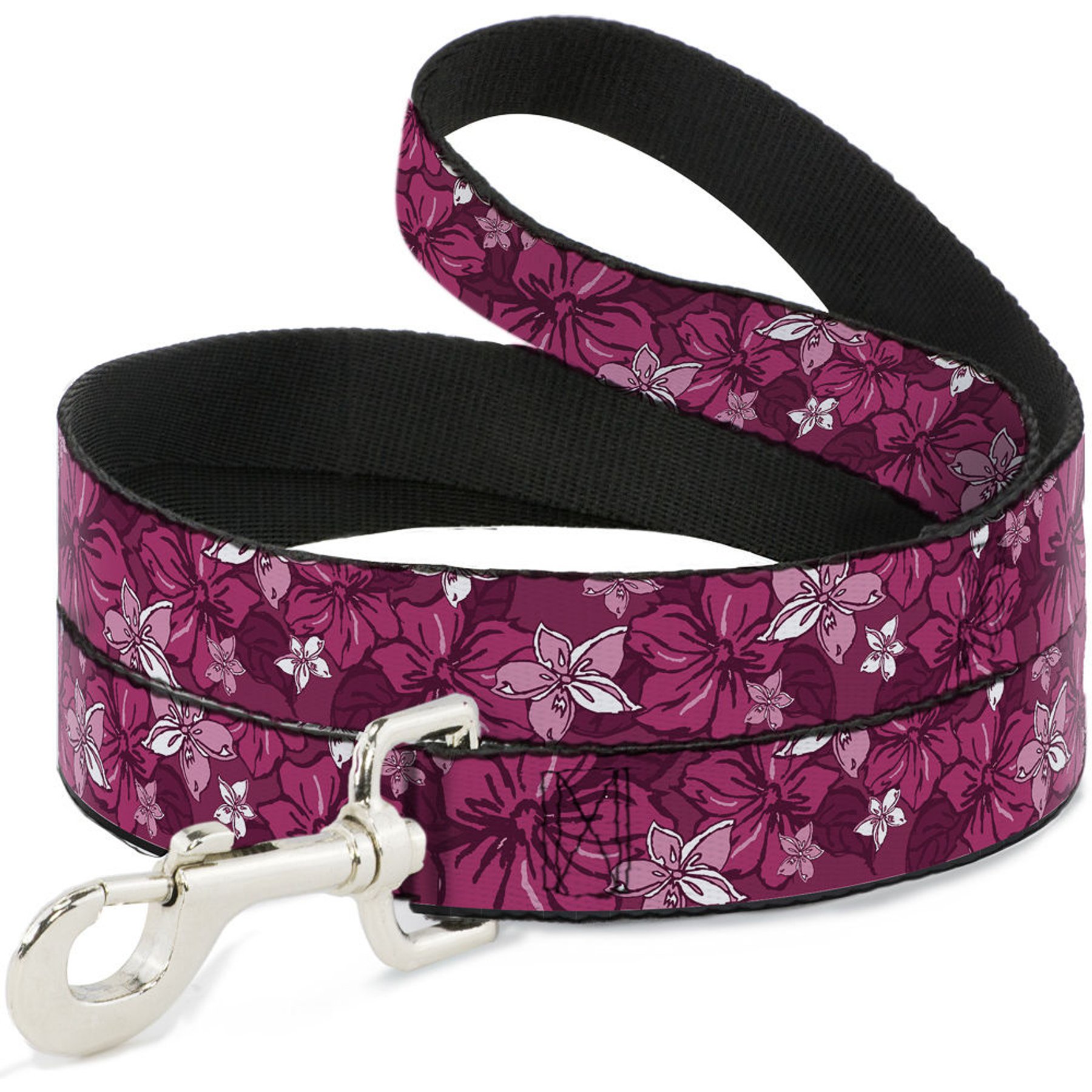 Buckle-Down Hibiscus Collage Pink Shades Polyester Dog Leash, 6-ft long, 1-in wide