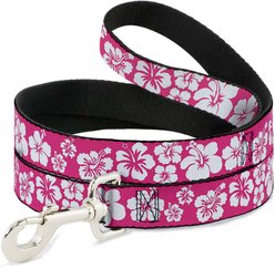 Buckle-Down Hibiscus Polyester Dog Leash, Pink, 6-ft long, 1-in wide