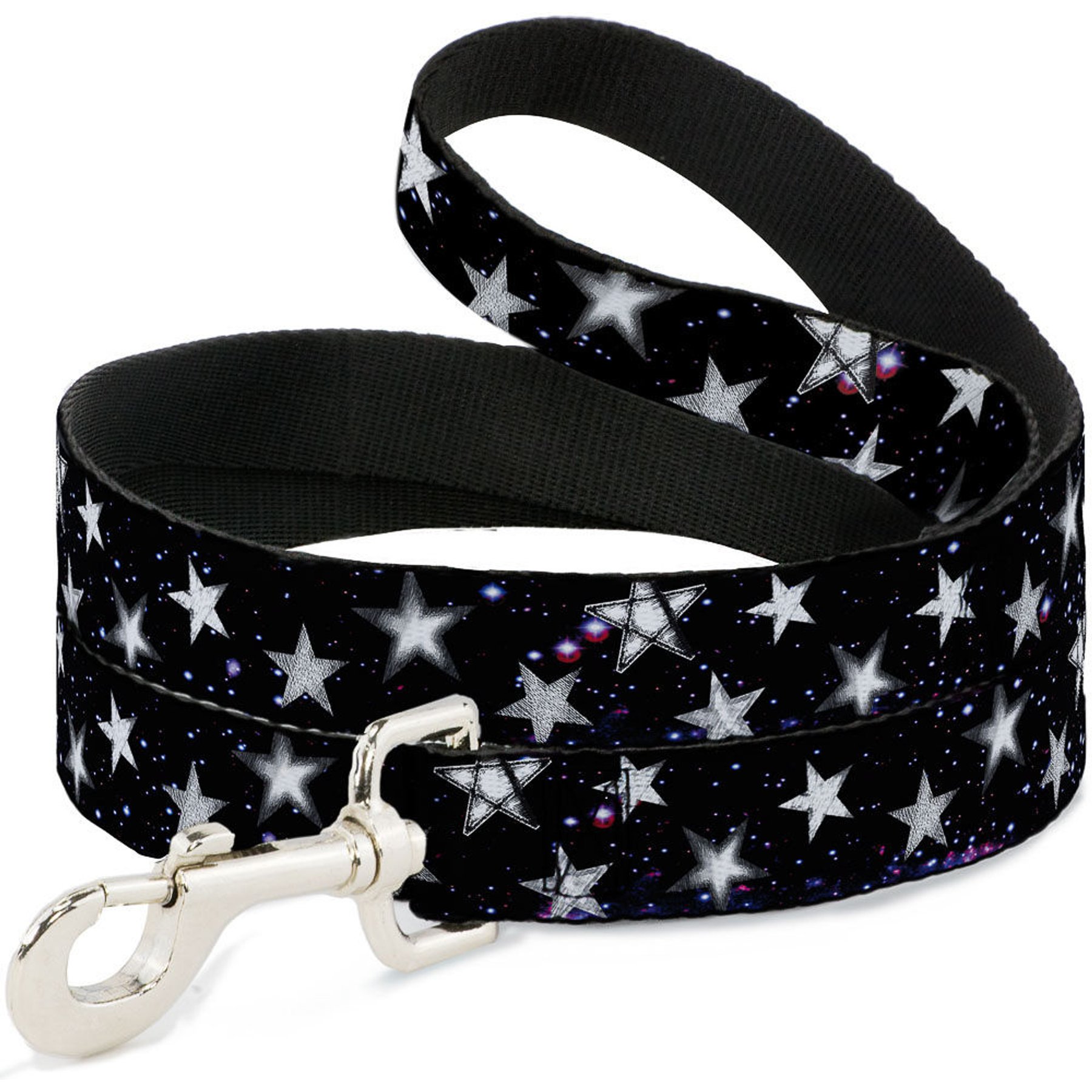 Buckle-Down Glowing Stars In Space Polyester Dog Leash, White, 6-ft long, 1-in wide