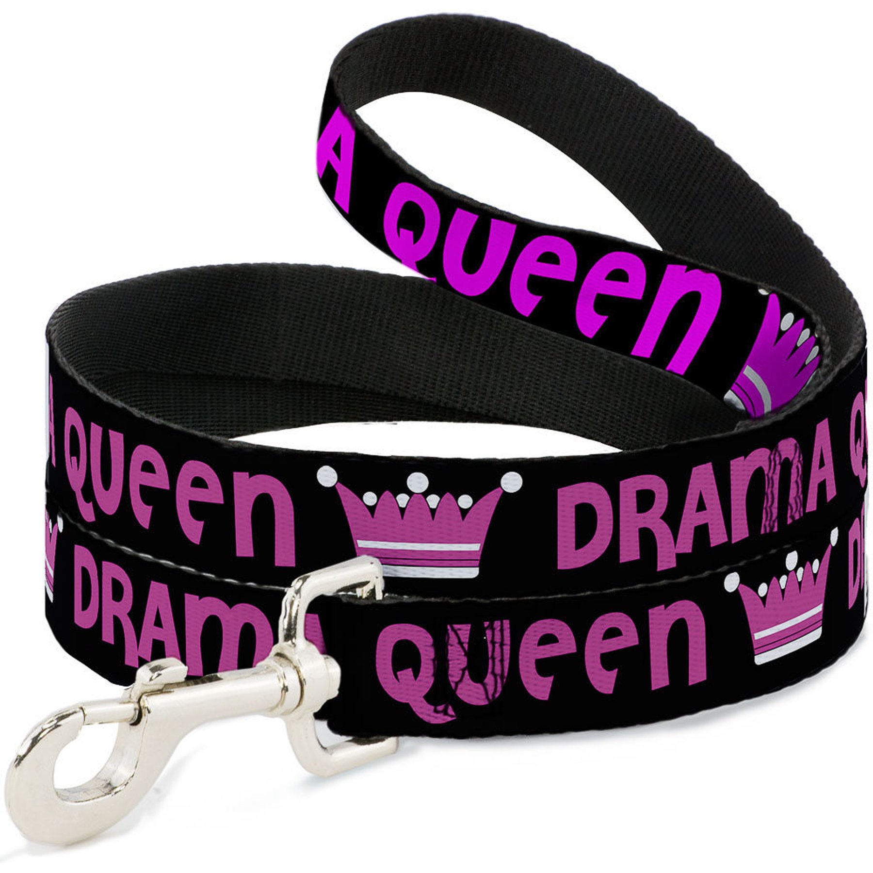 Buckle-Down Drama Queen Polyester Dog Leash, Purple, 4-ft long, 1-in wide