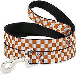 Buckle-Down Checker Polyester Dog Leash, Orange, 6-ft long, 1-in wide