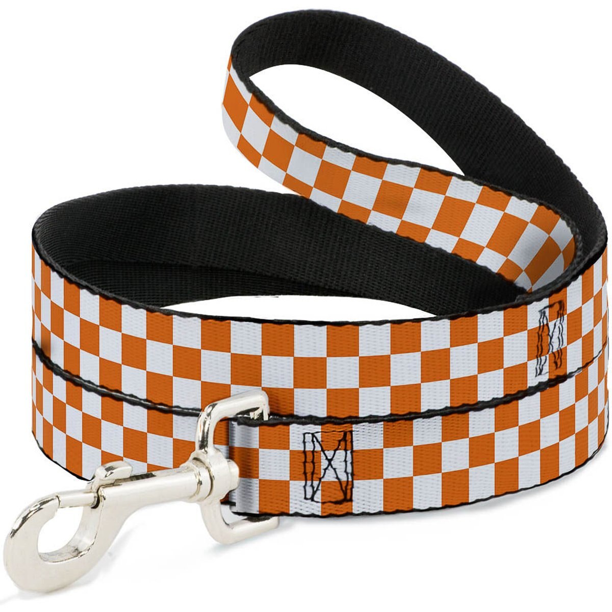 Buckle-Down Checker Polyester Dog Leash, Orange, 6-ft long, 1-in wide