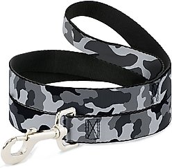 Buckle-Down Camo Polyester Dog Leash, Grey, 6-ft long, 1-in wide