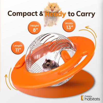 Show full view: Happy Habitats Halo Portable Hamster Carrier with Excerise Ball, Clear/Orange slide 3 of 7