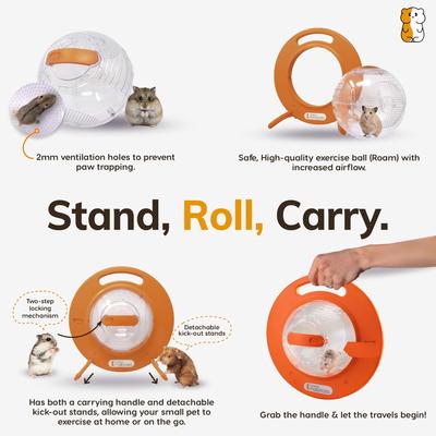 Show full view: Happy Habitats Halo Portable Hamster Carrier with Excerise Ball, Clear/Orange slide 5 of 7