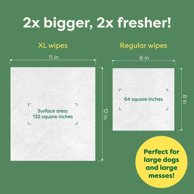 Show full view: Earth Rated 3-in-1 Hypoallergenic Cleaning, Deodorizing & Conditioning Unscented Dog & Cat Grooming Wipes, Green, X-Large: 11 x 12-in, 60 count slide 3 of 8
