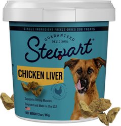 Stewart Chicken Liver Single Ingredient Freeze-Dried Raw Dog Treats, 3-oz tub