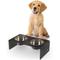 Show in main carousel: THE LICKER STORE Keaton Modern Lucite Stainless Steel Elevated Dog & Cat Bowls, Dark Gray/Chrome, Small/Medium: 5-in, 2.5 cup slide 1 of 7
