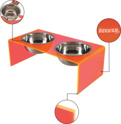 THE LICKER STORE Keaton Modern Lucite Stainless Steel Elevated Dog & Cat Bowls, Pink/Chrome, Small/Medium: 5-in, 2.5 cup slide 2 of 6