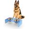 Show in main carousel: THE LICKER STORE Keaton Modern Lucite Stainless Steel Elevated Dog & Cat Bowls, Blue/Chrome, Medium/Large: 7.5-in, 6.8 cup slide 1 of 6