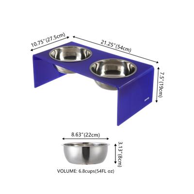 Show full view: THE LICKER STORE Keaton Modern Lucite Stainless Steel Elevated Dog & Cat Bowls, Purple/Chrome, Medium/Large: 7.5-in, 6.8 cup slide 4 of 6