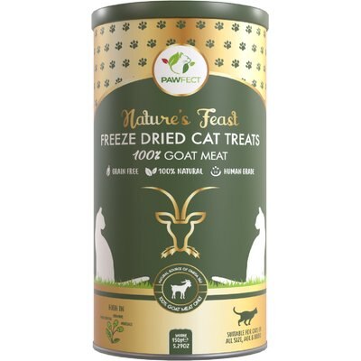 Pawfect Pawfect Nature's Feast Goat Meat Grain-Free All Natural Freeze-Dried Cat Training Treat, 5.29-oz canister