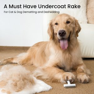aumuca Dog & Cat Deshedding & Dematting Undercoat Rake, White
