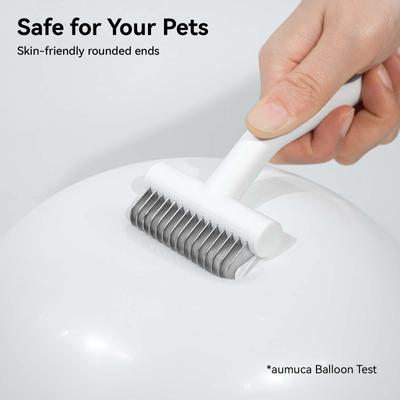 Show full view: aumuca Dog & Cat Deshedding & Dematting Undercoat Rake, White slide 3 of 12