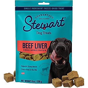 Stewart Beef Liver Single Ingredient Freeze-Dried Dog Treats, 8-oz pouch
