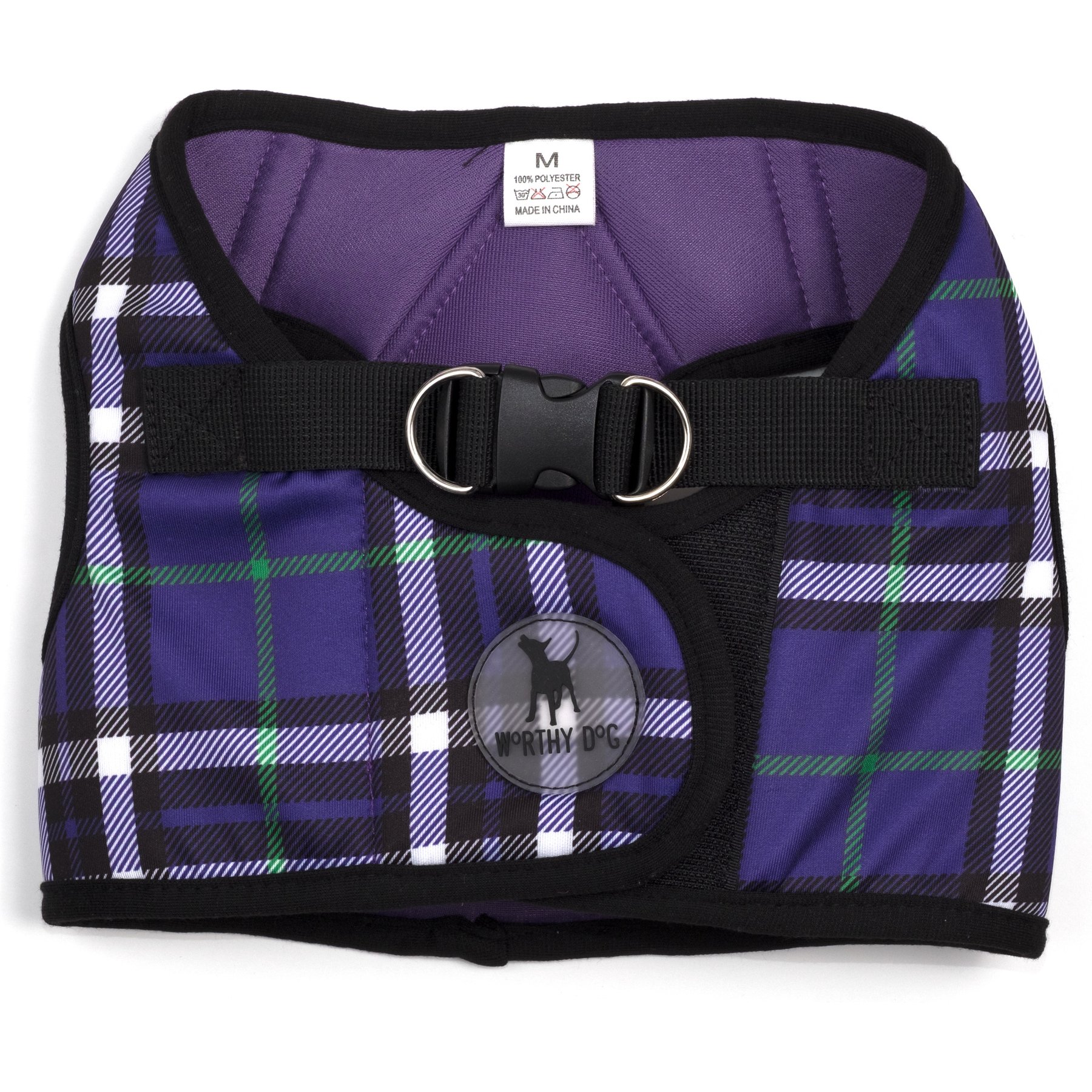 The Worthy Dog Plaid Sidekick Dog Harness, Purple, XX-Small: 11 to 13-in chest
