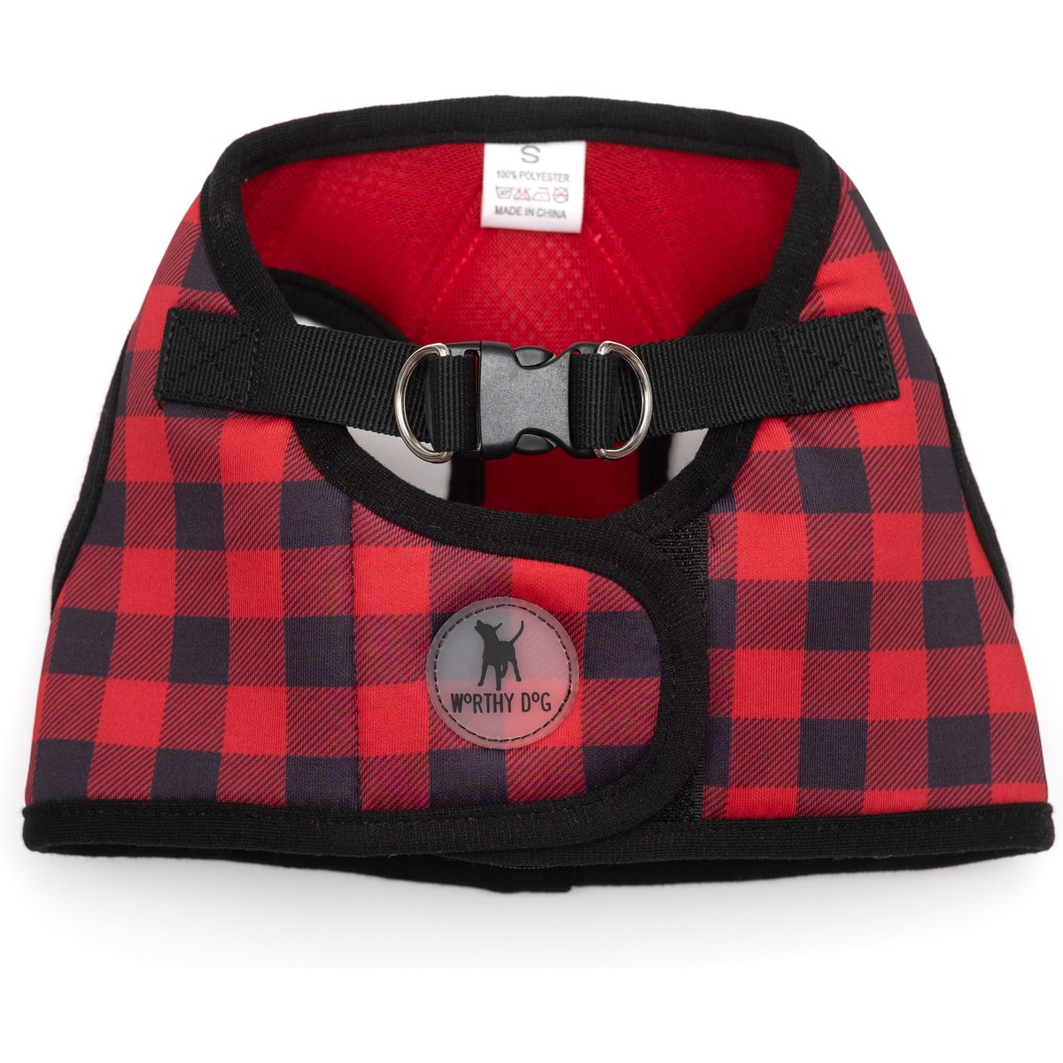 The Worthy Dog Buffalo Plaid Sidekick Harness, Red, XX-Large: 27 to 31-in chest