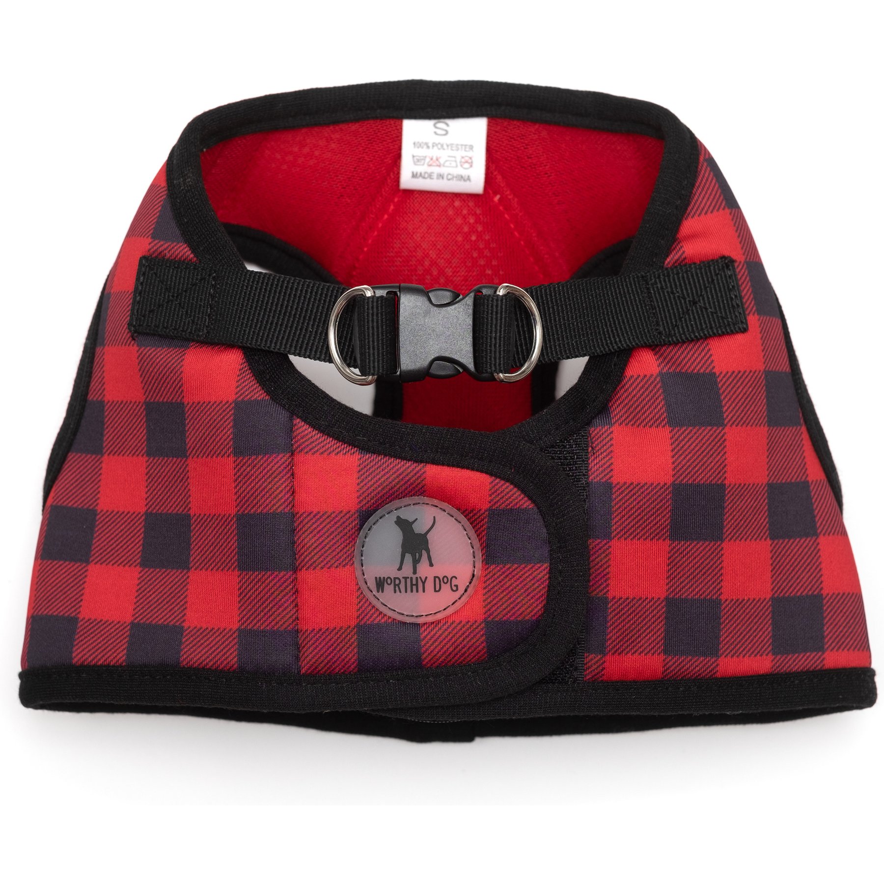 The Worthy Dog Buffalo Plaid Sidekick Harness, Red, X-Large: 24 to 75-in chest
