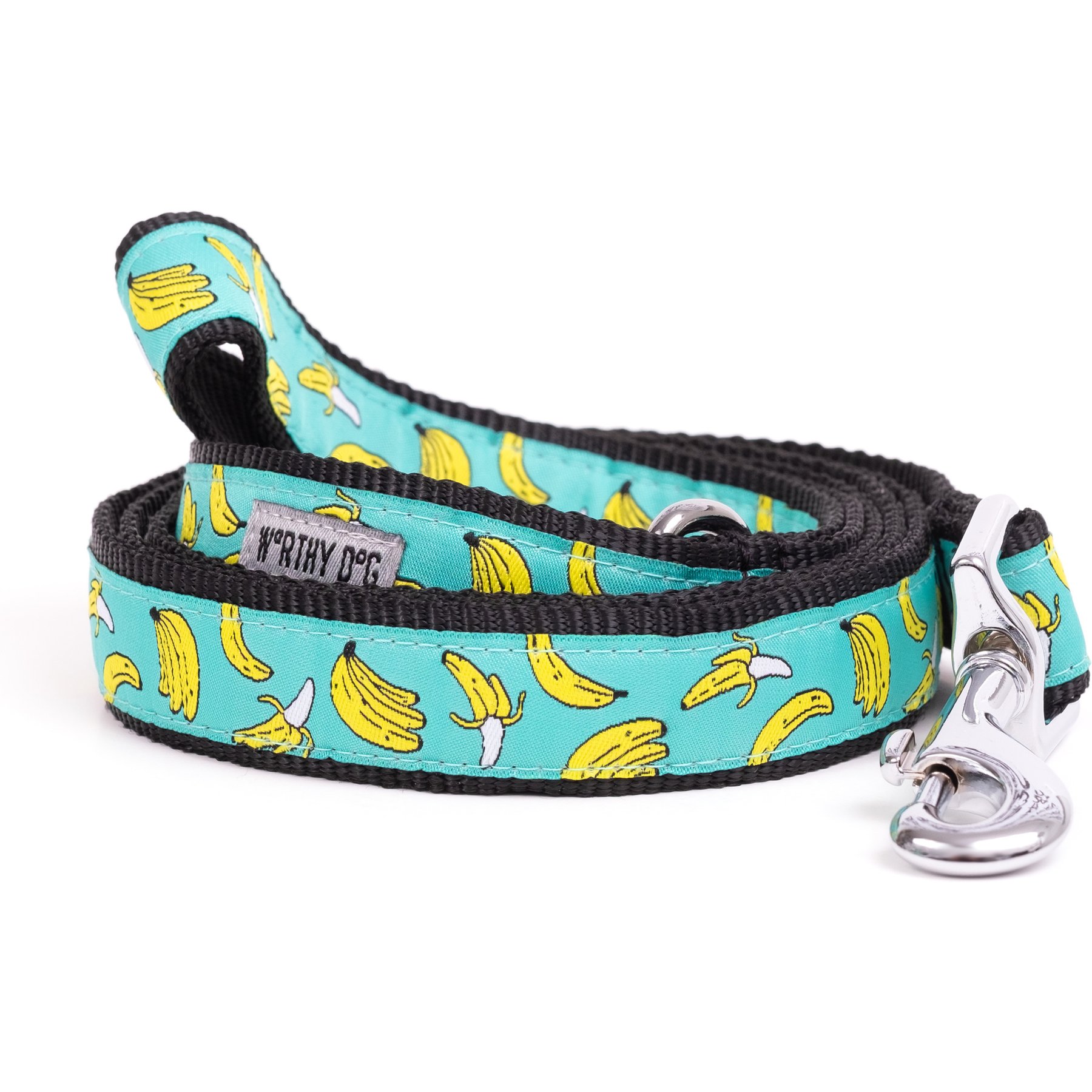 The Worthy Dog Go Bananas Dog Leash, Blue, Small: 5-ft long, 5/8-in wide