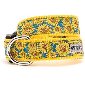 The Worthy Dog Sunflowers Dog Collar, Blue, Medium: 11 to 17-in neck, 1-in wide
