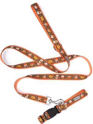 Show full view: The Worthy Dog Pumpkin Spice Dog Collar, Brown, Large: 14 to 20-in neck, 1-in wide slide 3 of 4