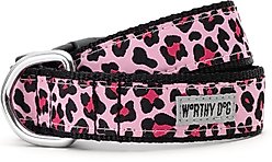 The Worthy Dog Leopard Dog Collar, Pink, Small: 8 to 14-in neck, 5/8-in wide