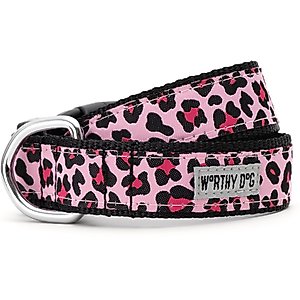 The Worthy Dog Leopard Dog Collar, Pink, Small: 8 to 14-in neck, 5/8-in wide