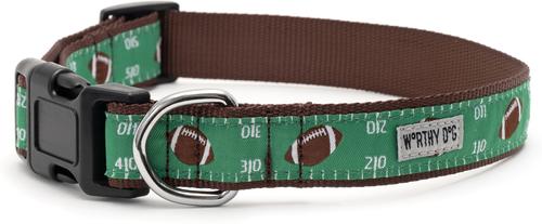 Show full view: The Worthy Dog Football Field Dog Collar, Green, X-Small: 5 to 11-in neck, 1/2-in wide slide 4 of 4