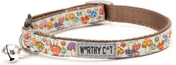 The Worthy Dog Mushrooms Cat Collar, Green 9 to 11-in neck, 1/2-in wide