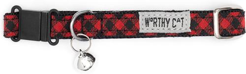 Show full view: The Worthy Dog Bias Buffalo Plaid Cat Collar, Red 9 to 11-in neck, 1/2-in wide slide 3 of 3