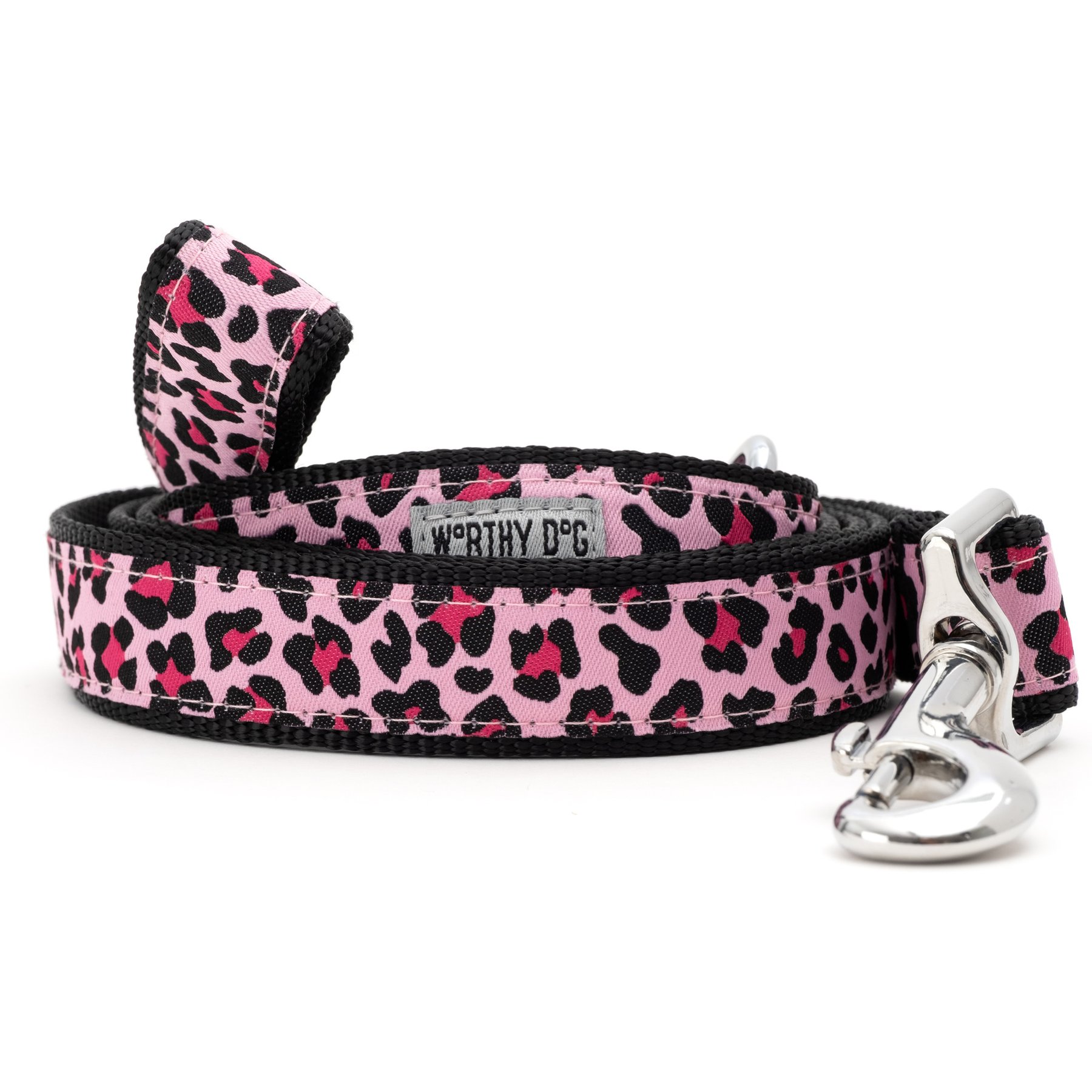 The Worthy Dog Leopard Dog Leash, Pink, Small: 5-ft long, 5/8-in wide