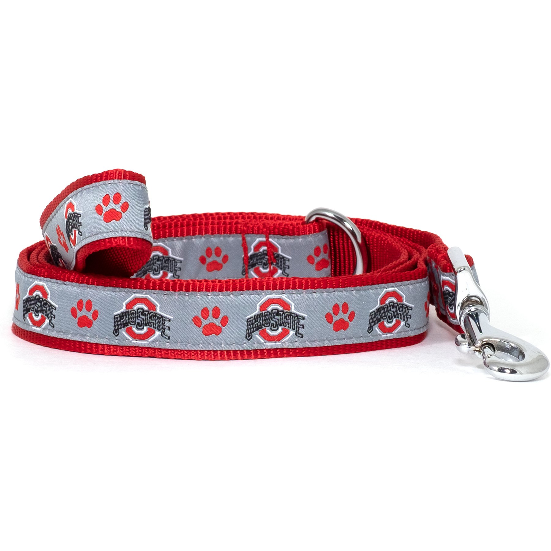The License House Ohio State Athletic O Paw Print Lead, Red, Large: 5-ft long, 1-in wide